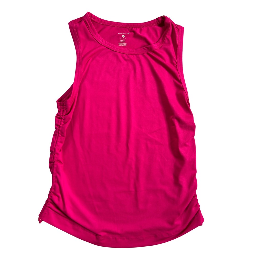 Layer 8 Tank Top Women Pink Qwick-Dry‎ Ruched Side Athletic Size M